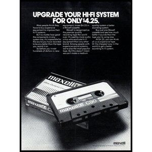 1977 Maxell Ultra Dynamic C90 Cassette Tape Vintage Print Ad Audiophile Wall Art